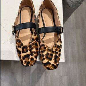 Loft Leopard Print Calf Hair Mary Jane Flats size 6